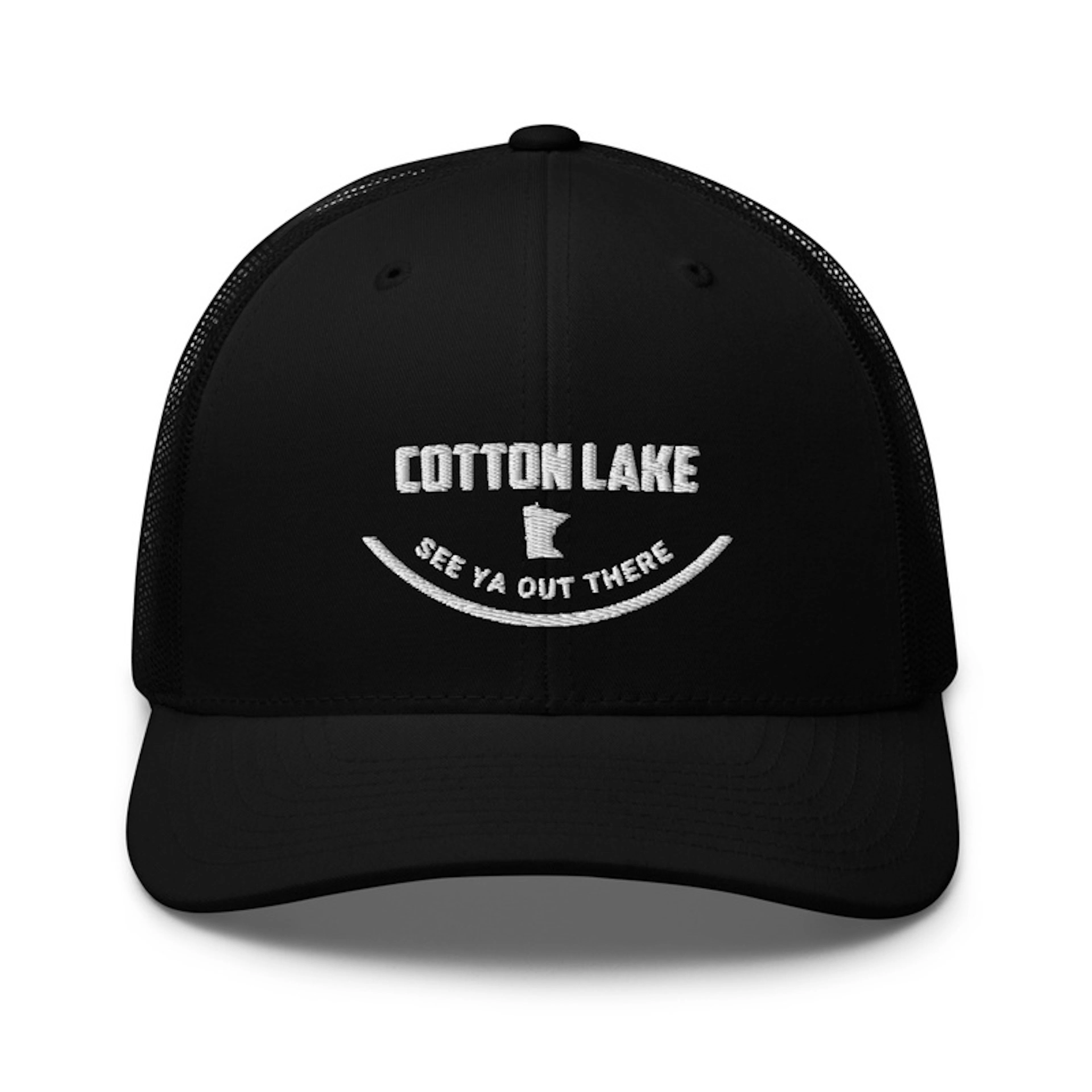 Black Trucker hat with White letters